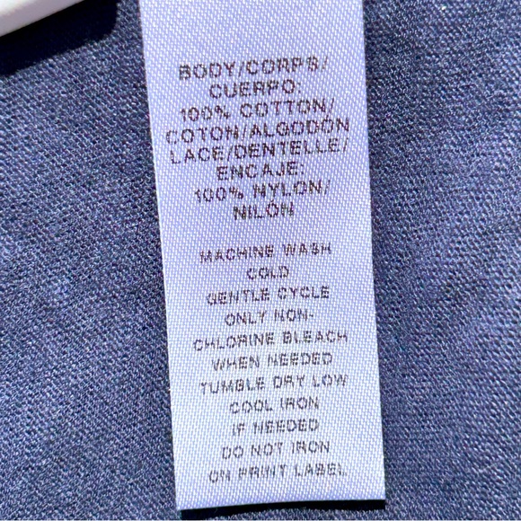 NWT LOFT sM top-💯cotton-zip back-blk/blue stripes w/blk lace accent - Picture 6 of 6